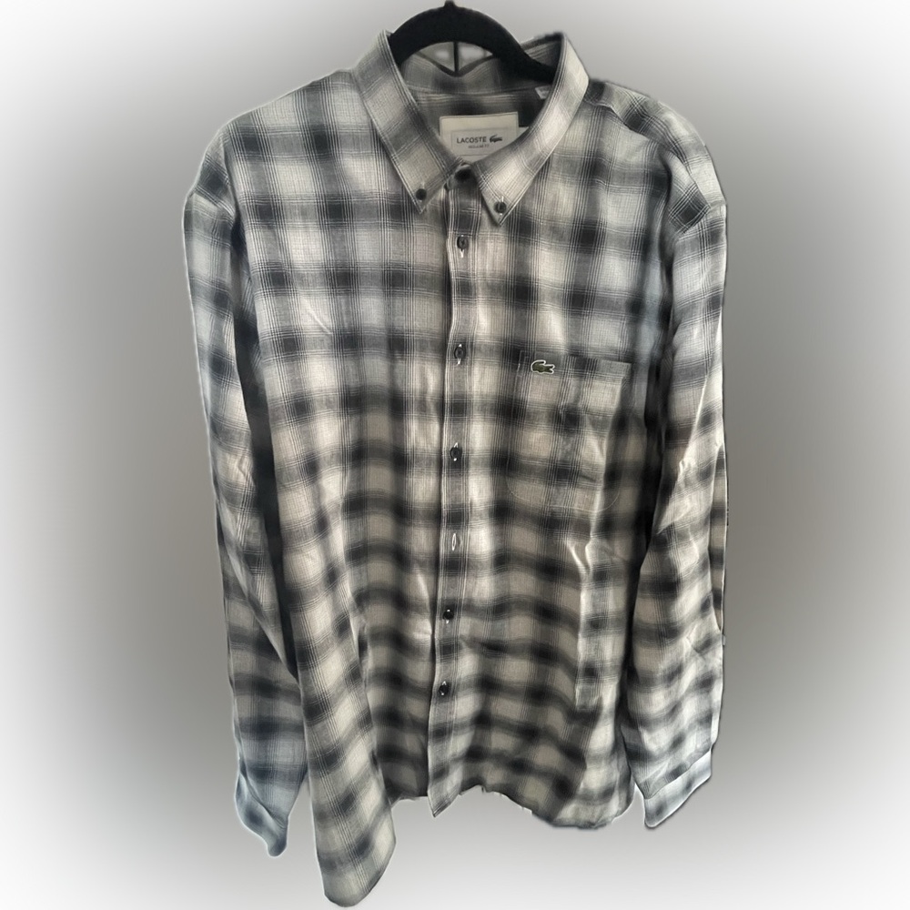 Lacoste Black and Gray Casual Button Down Shirt
